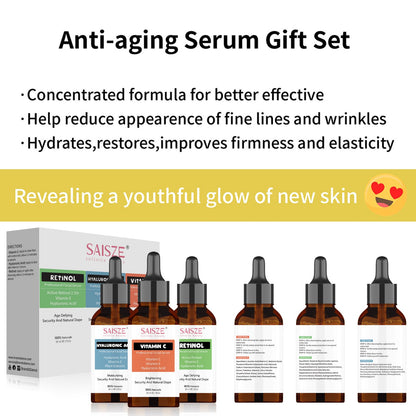 Face Serum Set - 3 Pcs Anti-Aging Vitamin C Serum &amp; Hyalurionic 